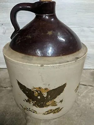 Vintage Two Tone Stoneware Moonshine Jug W/cork • $20.95