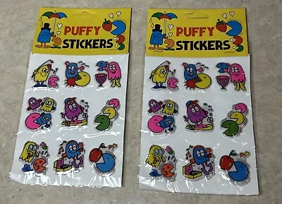 Vintage NOS MINT 1970s 1980s Unlicensed Pac-Man Puffy Stickers Lot Of 2 Packs • $5