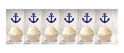 £3.25 • Buy Cup-cake Toppers, Anchor's ROYAL BLUE Glitter Card, Birthday, 6 Pieces Per Set
