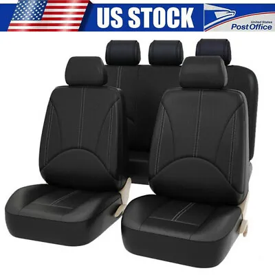 $27.98 • Buy Car 5 Seat Covers Full Set Waterproof Leather Universal For Auto Sedan SUV Truck