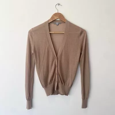 Size Small / S - UNIQLO - Soft Elastic Button Up Cardigan Jacket Beige Brown Tan • $16