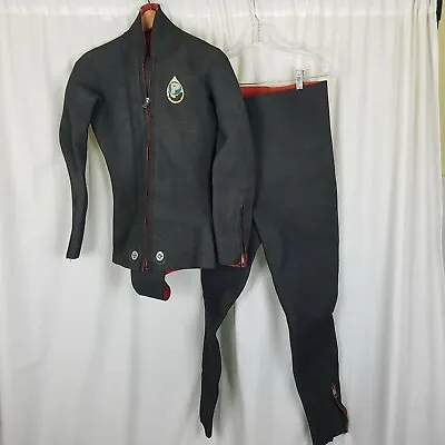 Vintage Parkway Shark Skin Diving Wetsuit Dry Jacket Pants 2 Piece Mens M Black • $251.99