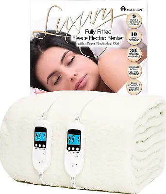 Homefront Electric Blanket Double Size Dual Control Premium Fleece Fully Fitted • £94.05