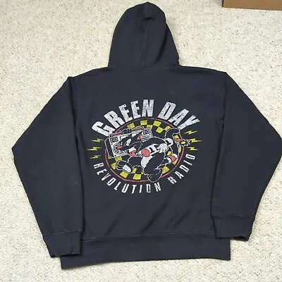 Green Day Revolution Radio Hoodie Size Small Black TNT Cat Logo Band Merch • $29.16