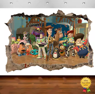 £13.99 • Buy Toy Story Buzz Woody Characters 3d Smashed Wall View Sticker Poster Vinyl 669