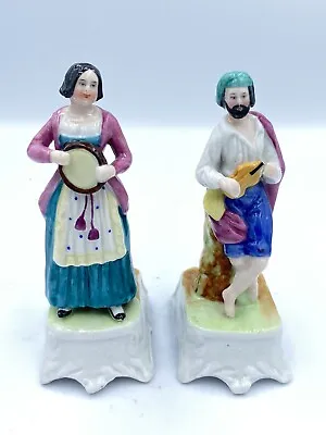 Vintage Porcelain Flower Stands Woman Man Musician Victorian Style  • £24.21