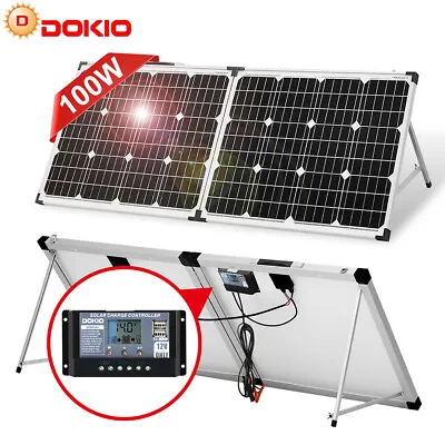 Dokio 100W Portable Foldable Solar Panel Kit For Camping/RV/Car Battery/Home • $84.99