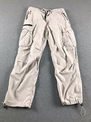 H&M Cargo Pants Mens Large Ivory Zip Pocket Ankle Cord Lock Elastic Waist Baggy • $19.95