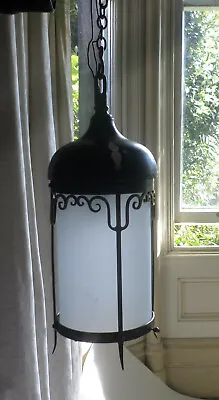 Arts & Crafts Steel & Brass Lantern / Hall Light • £180