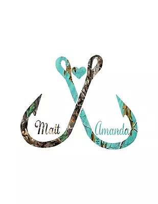 Two PACK ! Fish Hook Decal Teal Camo For Couples  • $12.75