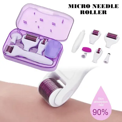 $19.87 • Buy 6 In1 Titanium Derma Roller Dermaroller Micro Needle Skin Care Kit-