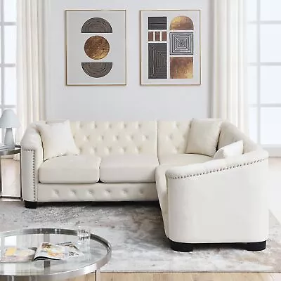 Modern 5-Seater L-Shaped Corner Sofa Velvet Livingroom Furniture Sectional Sofa • $958.29