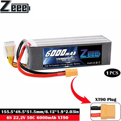 Zeee 6S 22.2V Lipo Battery XT90 6000mah 50C Soft Case For RC Car UAV RC Airplane • $62.04