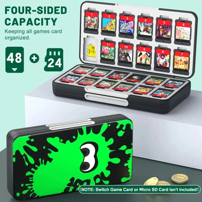 $44.95 • Buy Nintendo Switch 48 Games In 1 Shock Proof Hard Storage Case Splatoon & Pokemon..