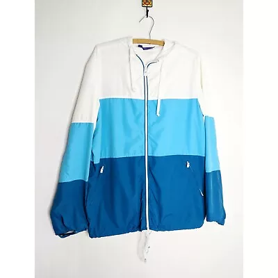VURT Men's Windbreaker Hoodie Jacket Striped Blue & White NWOT Size Large  • $29