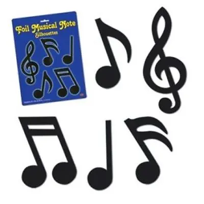 Foil Musical Notes Silhouette Cutouts 12 Pack 5  To 10  Wall Music Decorations • $7.29