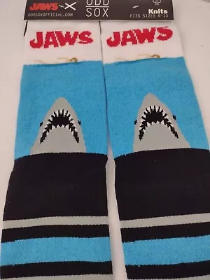 Odd Sox One Pair JAWS Socks Fits Size 6-13 Shark Swimmer Retro Movie New • $9