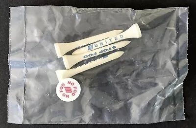 Vintage United Airlines 4 Wood Golf Tees & Ball Marker  Stop FOD  Engine Slogan • $2.99