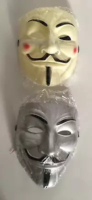 2 Pack Of V For Vendetta Mask Fawkes Anonymous Halloween Cosplay Costume Silver • $9.63