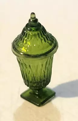 Dollhouse Miniature Chrysbon Candy Dish Emerald Green Tiny Removable Lid • $12.99