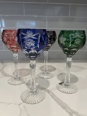 $55 • Buy (4) Anna Hutte Bleikristall 24% Lead Crystal Cordials Sherry Glasses W. Germany