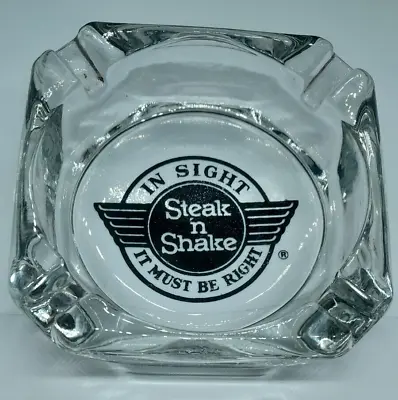 Vintage Steak 'n Shake In Sight It Must Be Right Glass Ashtray - 3.5 X3.5 X1.25  • $21.95