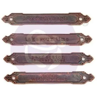 Prima Finnabair Mechanicals Metal Embellishments - Rusty Labels 4pcs • £7.99