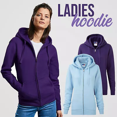 Womens Zip Up Hoodie Ladies Cotton Hooded Sweatshirt Sky Blue Jumper XS S M L XL • £10.99