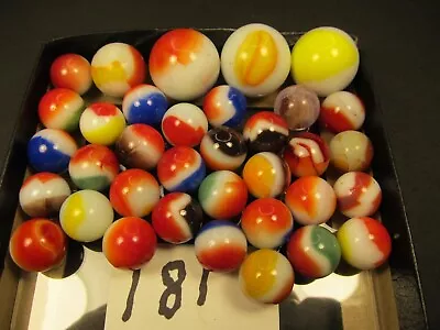 Striking Colors Of 35 Vitro Agate Tricolor Patch Marbles • $9.95