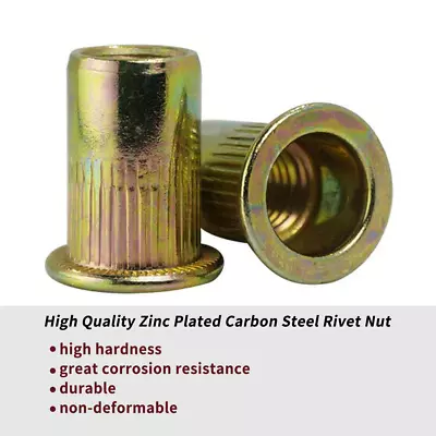 150Pcs M5 Metric Zinc Plated Carbon Steel Flat Head Rivet Nut Rivnut Nutsert Kit • $13.97