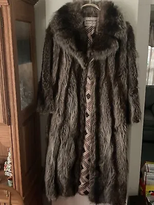 Vintage Bernard Held Racoon Fur Full Length Coat With Inner Belt • $749.99