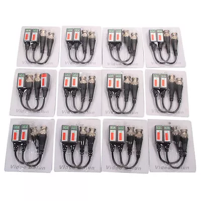 12Pairs 24pcs Coax CAT5 CCTV BNC Camera Video Channel Passive Balun Transceiver • $21.99