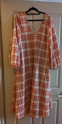 $20 • Buy ASOS Orange Checked Smock Dress Size 8