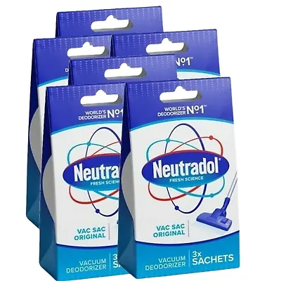 Neutradol Original Vac Sac Deodorizer 3 Sachets Vacuum Hoover Air Freshener UK • £6.85