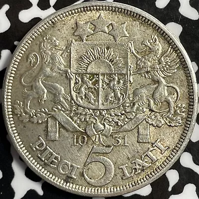 1931 Latvia 5 Lati Lot#D6927 Large Silver Coin! • $40
