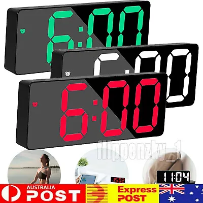 $18.99 • Buy LED Digital Clock Mirror Display Snooze Alarm Temperature Time Table Desk Decor~