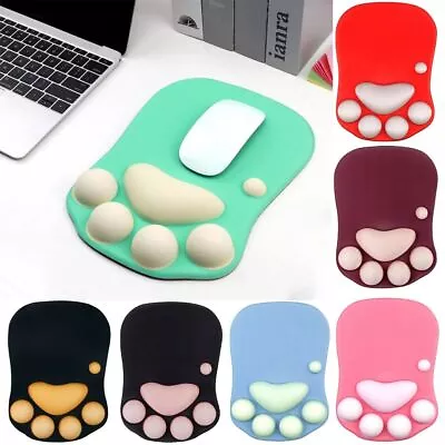 3D Cute Cat Paw Mouse Pad Soft Silicone Foam Wrist Rest Cushions Mousepad Mat UK • £10.92