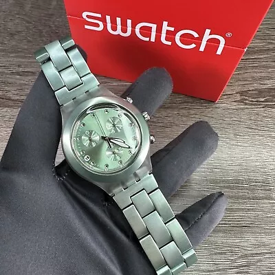 New✅ Swatch Irony Full Blooded Mint Green Chrono Aluminum 43mm Watch Svck4056ag • $139.99