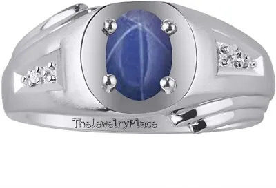Lindy Star Sapphire Ring Sterling Silver 925 Blue Star Sapphire Ring For Men • $47.99