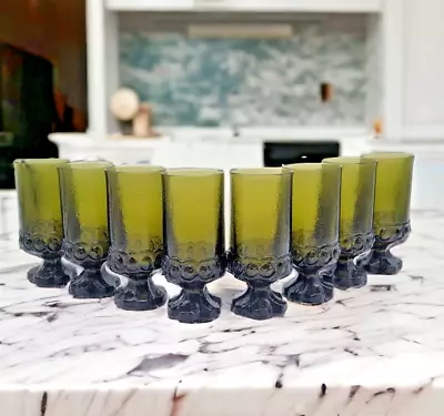 Vintage Set Of 8 Tiffin Franciscan Madeira Olive Green Iced Tea Water Goblets • $67.88