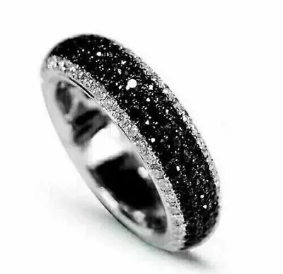 3 Ct Lab-Created Black Diamond Men's Eternity Band Ring 14K White Gold Plated • $131.99