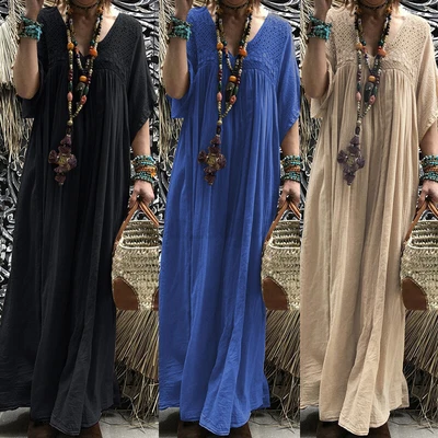 $25.64 • Buy AU STOCK ZANZEA Women Summer Long Maxi Sundress Kaftan Abaya Caftan Lace Dress
