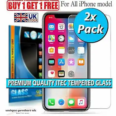 Screen Protector For IPhone 15 14  13 12 11 X XR XS Mini Pro Max Tempered Glass • £2.99