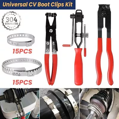 33Pcs Universal CV Boot Clips Kit Stainless Steel CV Joint Crimp Clamp With Tool • $49.90