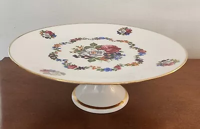 Vintage Kuba Porcelain Bavaria Germany Pedestal Cake Serving Plate Floral Gold • $19.99