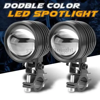 2X LED Motorcycle Headlight Yellow White Spot Work Light Driving Fog Offroad ATV • $32.99