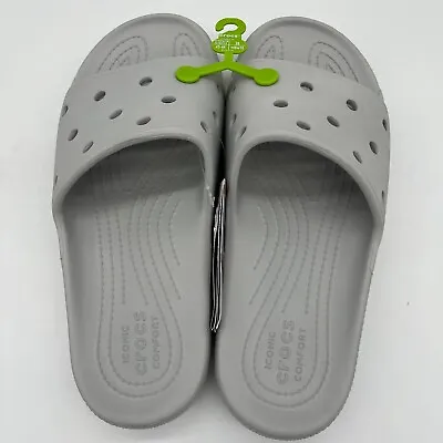 Crocs Men's Classic Slide Unisex Sandals Comfort Shoes - Atmosphere (Light Gray) • $17