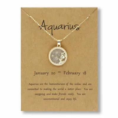 £2.83 • Buy Coin Zodiac Sign 12 Constellation Necklace Pendant Women Long Chain Unisex