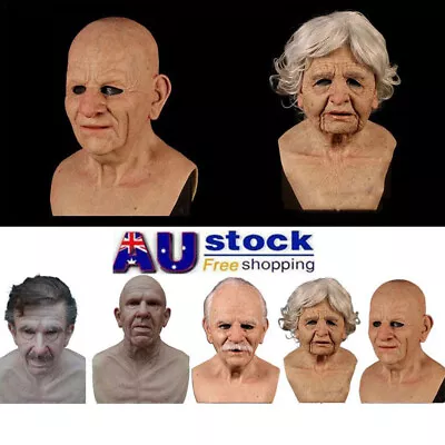 Latex Old Man Women Disguise Realistic Masks Cosplay Costume Halloween Party AU • $27.99