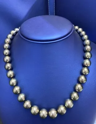 Mikimoto 18K White Gold Multi Black South Sea Pearl Diamond Necklace $26000 • $10445.25